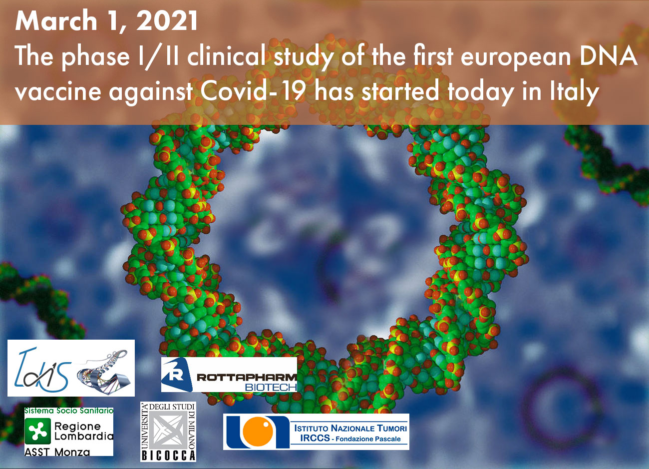 The phase I/II clinical study of the first european DNA vaccine against Covid-19 has started today in Italy